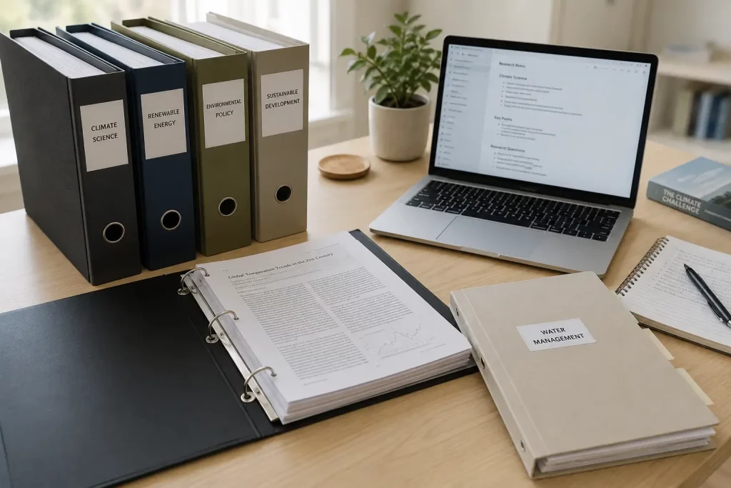 Organizacja notatek i materiałów źródłowych w segregatorach i na laptopie