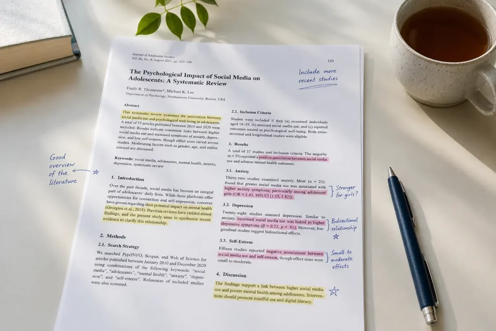 Czytanie i zaznaczanie fragmentów w artykułach naukowych