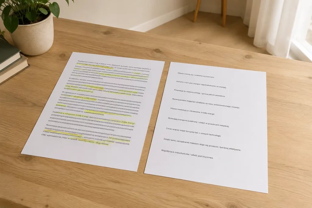 Porównanie dwóch wersji tekstu – z nominalizacją i bez