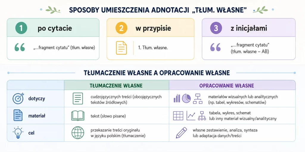 Jak oznaczyć tłumaczenie własne w pracy naukowej.