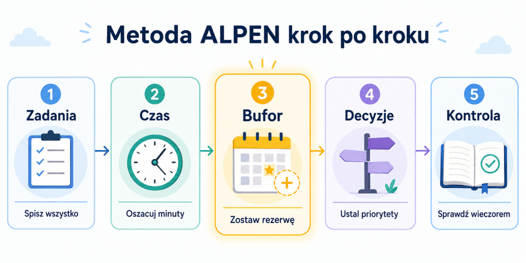 Metoda ALPEN – pięć kroków planowania dnia