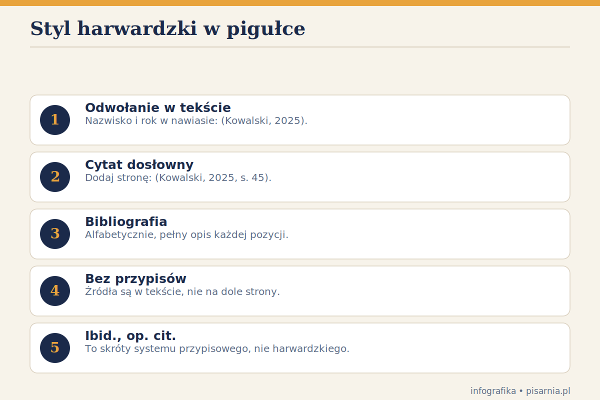 Harwardzki styl cytowania — zasady — infografika
