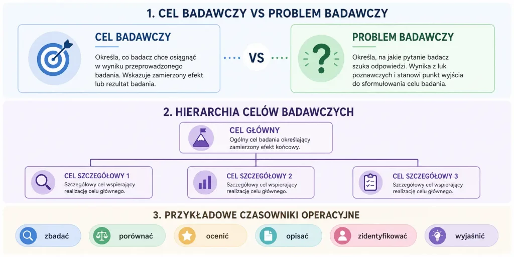 Cel badawczy – cel główny i cele szczegółowe krok po kroku.