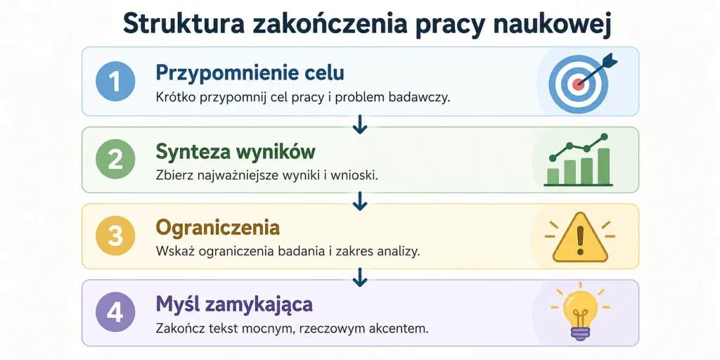Jak napisać zakończenie tekstu naukowego – schemat czterech akapitów. 