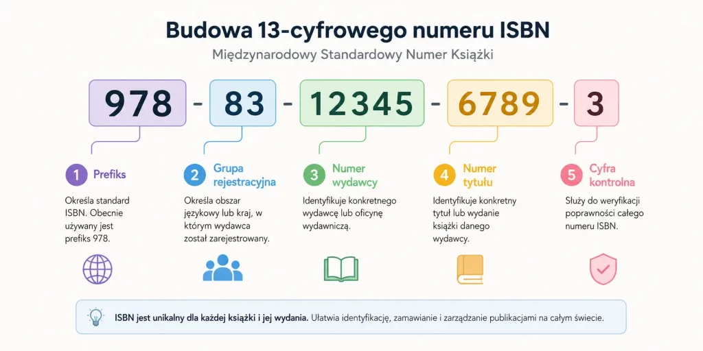 Numer ISBN – budowa i znaczenie poszczególnych części.