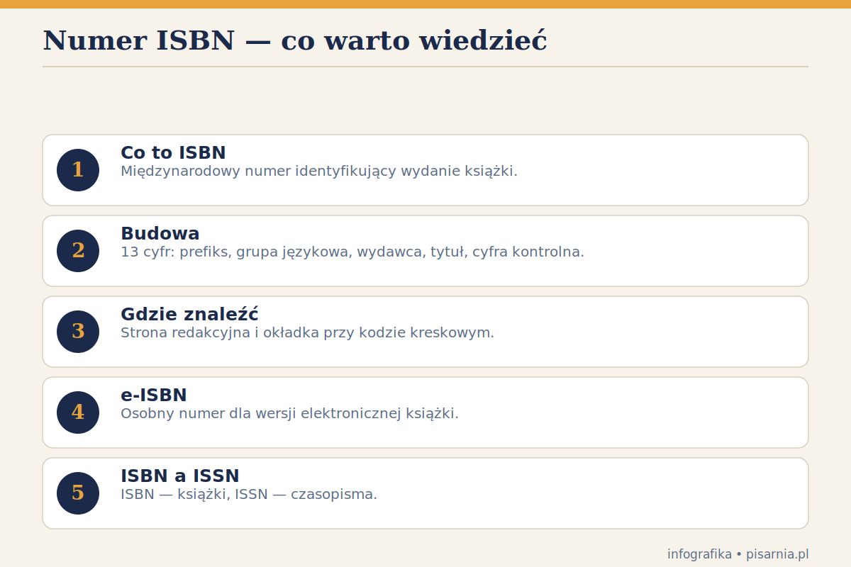 Numer ISBN — budowa i znaczenie — infografika Numer ISBN — budowa i znaczenie — infografika