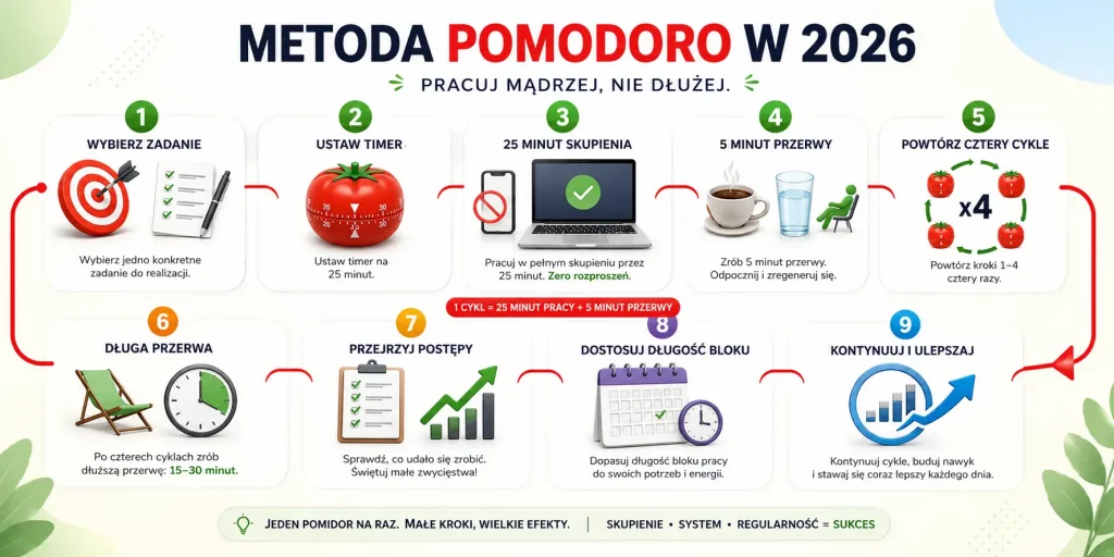 Metoda Pomodoro — jak działa, jak zacząć i jak używać jej skutecznie w 2026 roku