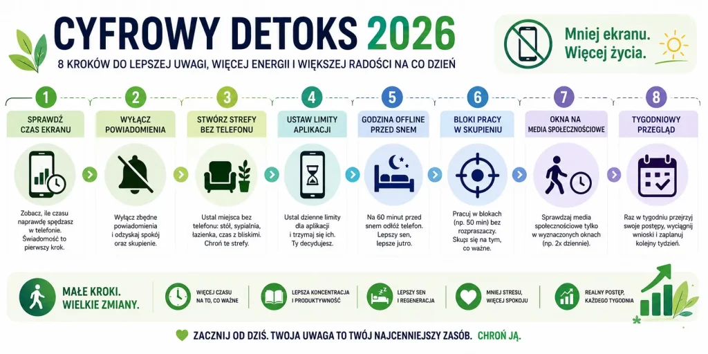 Cyfrowy detoks w 2026 roku — mniej ekranu, więcej skupienia, snu i życia offline
