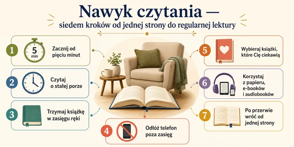 Nawyk czytania — siedem kroków od jednej strony do regularnej lektury