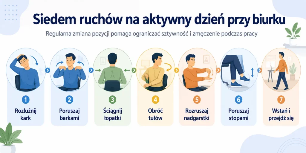 Siedem ruchów na aktywny dzień przy biurku