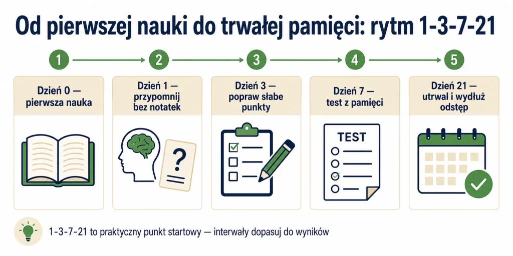 Powtórki interwałowe — dlaczego zakuwanie na ostatnią chwilę przegrywa