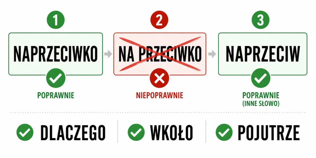 Naprzeciwko czy na przeciwko? Tu akurat — razem