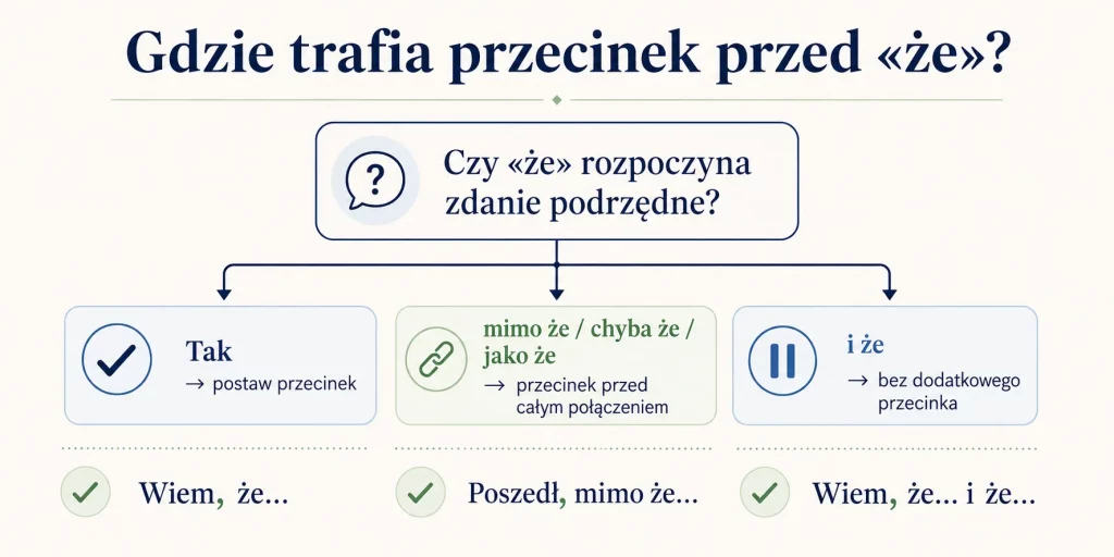 Przecinek przed „że” — zasada, którą łamiemy najczęściej