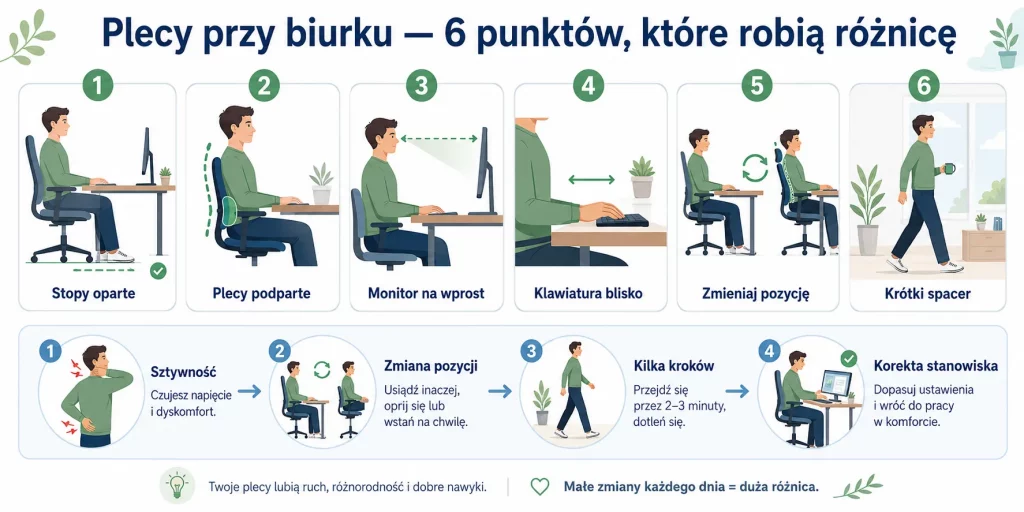 Ból pleców od siedzenia — profilaktyka, zanim będzie z czym chodzić do fizjoterapeuty