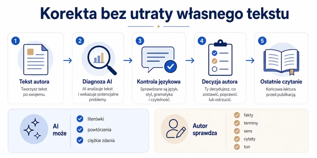 Korekta polskich tekstów z AI — co poprawi, a co zepsuje