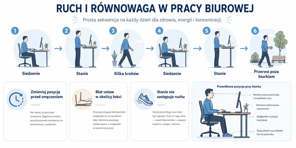 Biurko stojące — czy warto, jak zacząć i jak nie stać źle