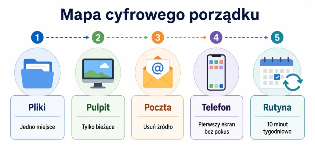 Cyfrowy porządek — jak ogarnąć pliki, skrzynkę i pulpit raz na zawsze