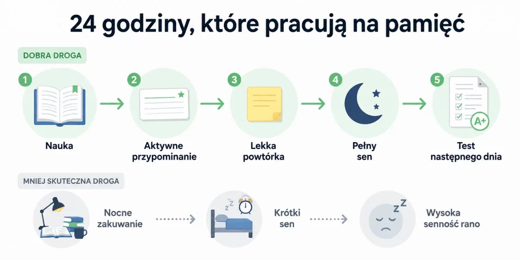 Sen a pamięć — dlaczego zarywanie nocy przed egzaminem to sabotaż